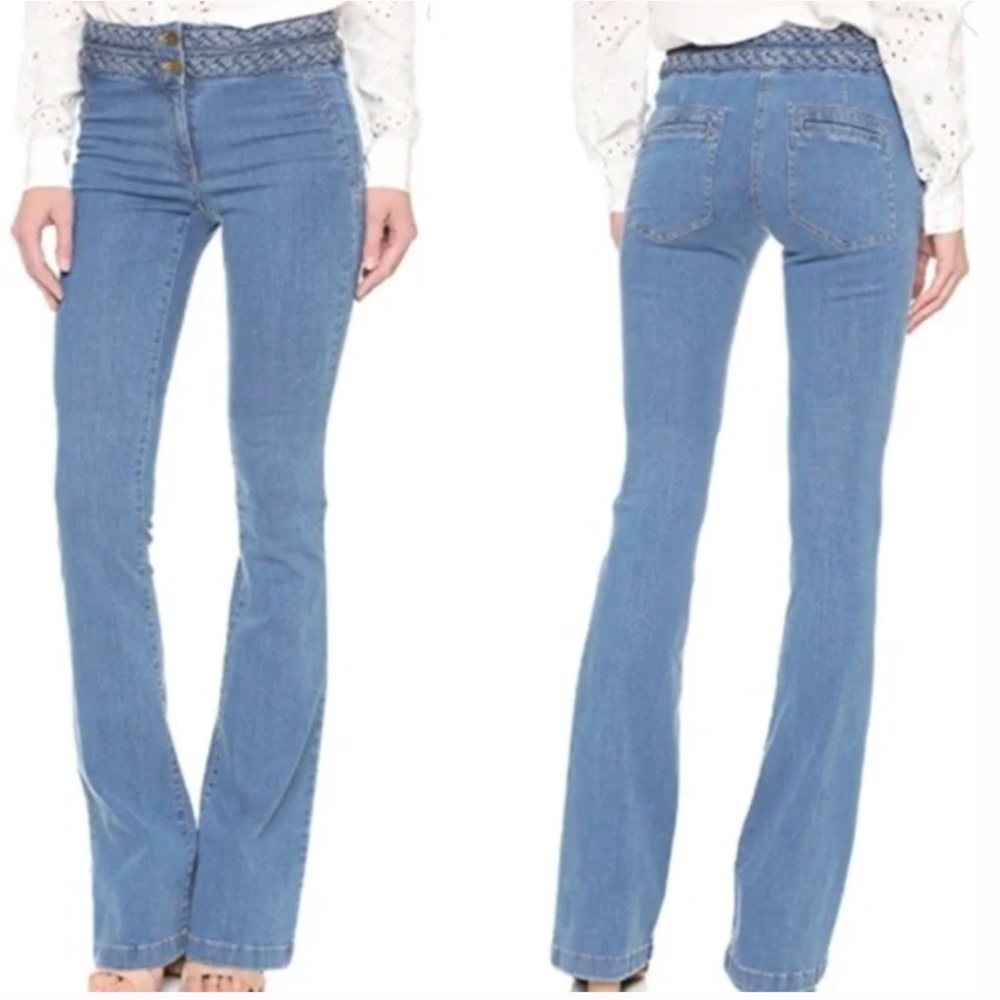 Veronica Beard Biscayne Braided Waist Flare Bootcut Jeans 0 XS 24